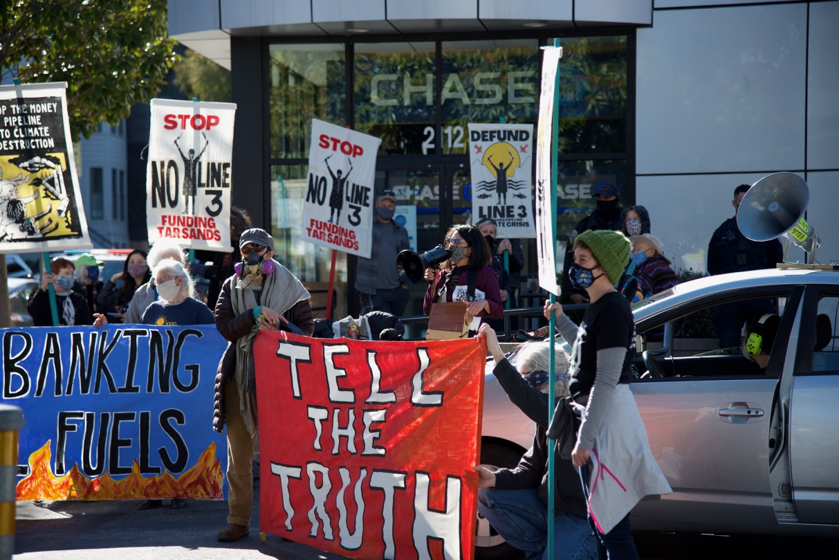 XRSFBay Confront Chase Bank in Solidarity with 'Stop Line 3' Indigenous Water Protectors in Minnesota:March 11th, 2021